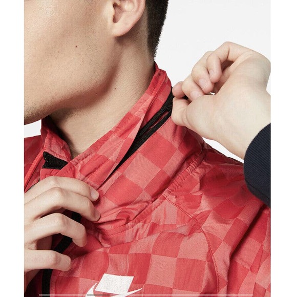 NIKE NSW Windrunner Checkered Black Red Jacket L - Picture 3 of 12